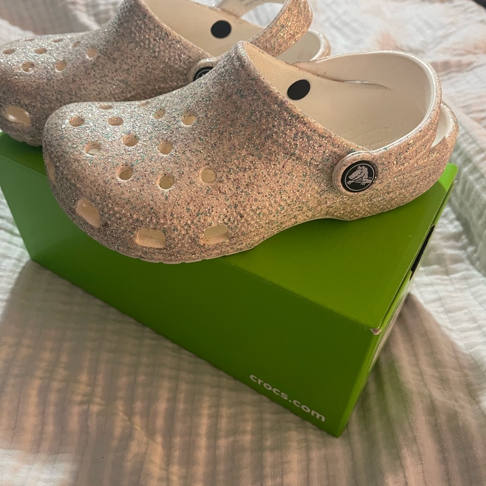 CROCS Kids Sparkly Sandals - Silver Glitter